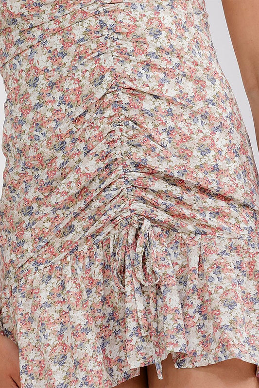 Western Festival Ruched Floral Dress