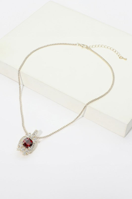 Royal Elegance Vintage CZ Pendant Necklace-Cute-Trendy-Shop-Womens-Boutique-Clothing-Store