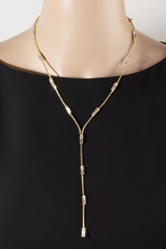 Dazzling Baguette Station Y Necklace