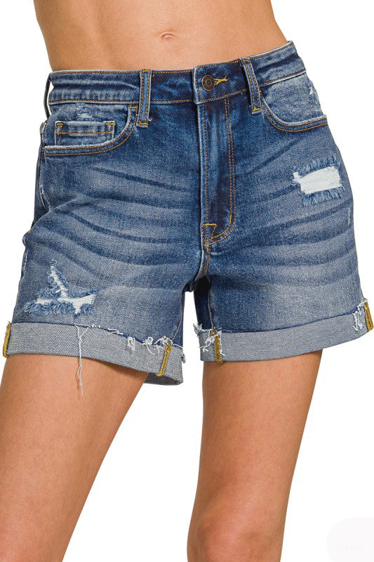 Oh What A Day Cuffed Denim Shorts-Cute-Trendy-Shop-Womens-Boutique-Clothing-Store