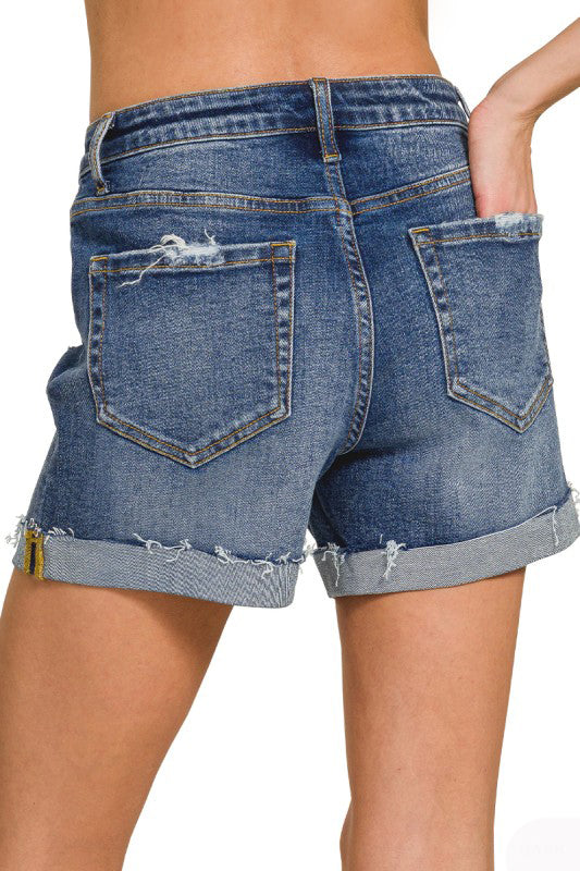 Oh What A Day Cuffed Denim Shorts-Cute-Trendy-Shop-Womens-Boutique-Clothing-Store