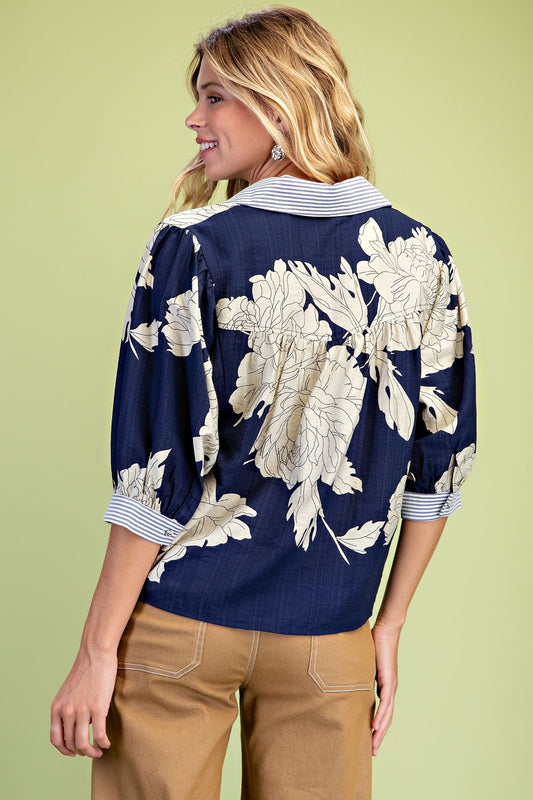 Willow & Vine Pattern Mix Blouse-Cute-Trendy-Shop-Womens-Boutique-Clothing-Store