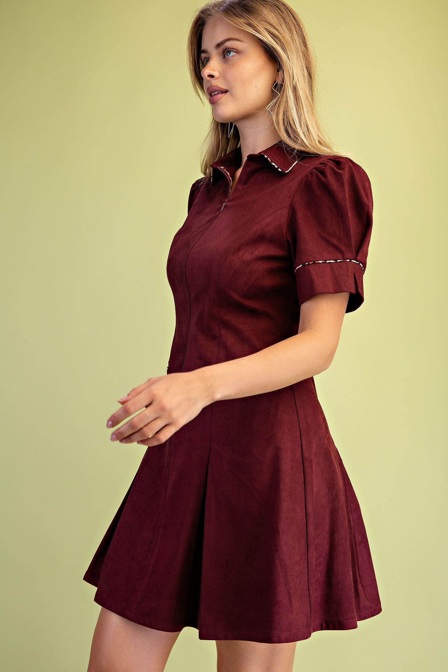 Wild & Refined Faux Suede Pleated Dress-Cute-Trendy-Shop-Womens-Boutique-Clothing-Store
