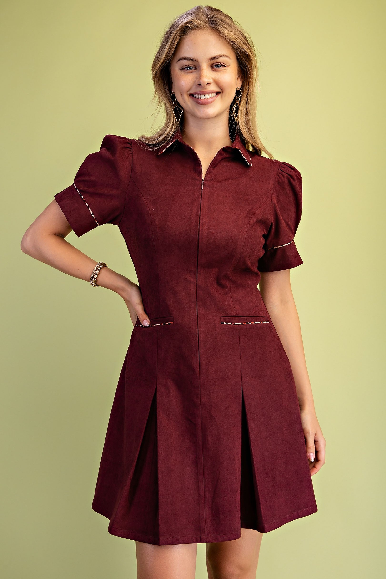 Wild & Refined Faux Suede Pleated Dress-Cute-Trendy-Shop-Womens-Boutique-Clothing-Store