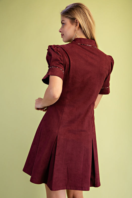 Wild & Refined Faux Suede Pleated Dress-Cute-Trendy-Shop-Womens-Boutique-Clothing-Store