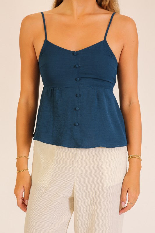 Sweet & Romantically Chic Button Front Cami-Teal-SMALL-Cute-Trendy-Shop-Womens-Boutique-Clothing-Store