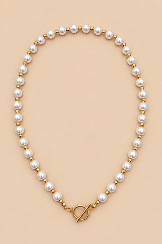 Gleaming Pearl Station Layering Necklace