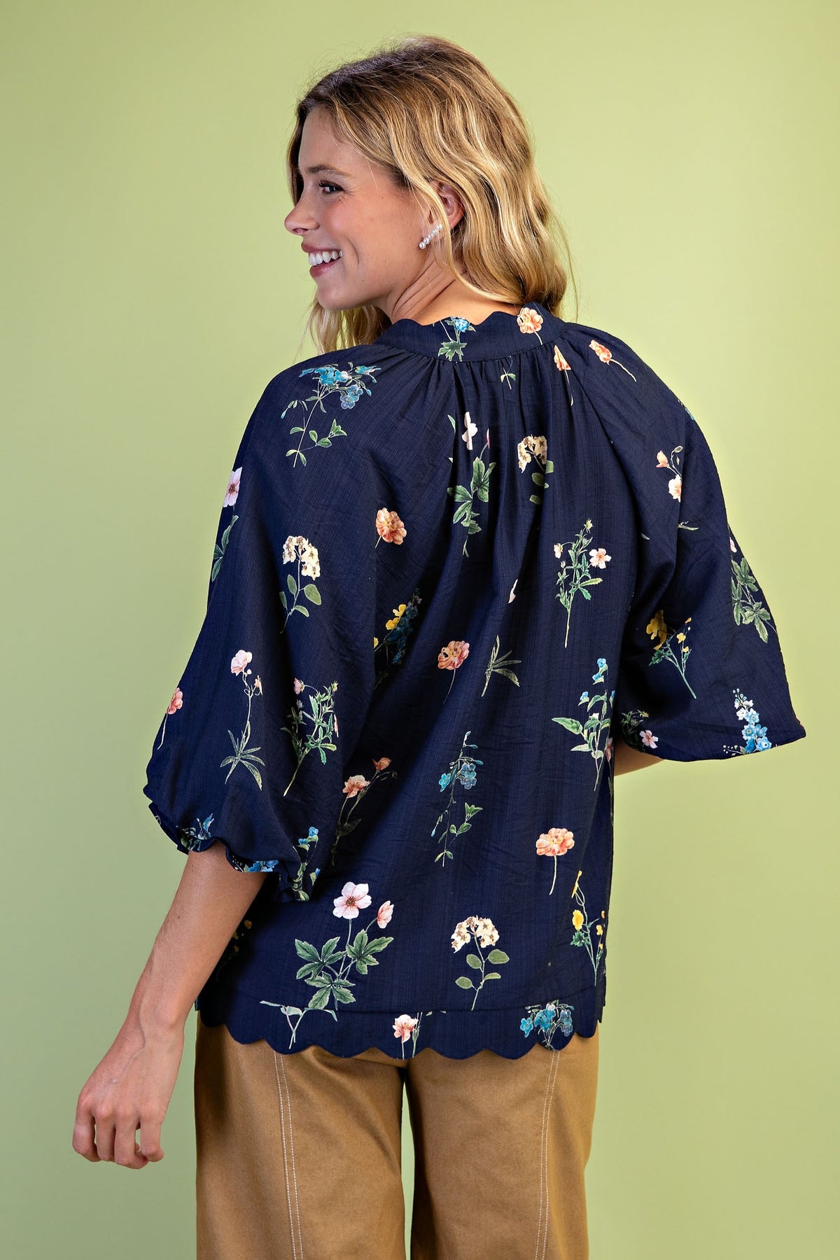 The Meadow Scalloped V-Neck Blouse-Cute-Trendy-Shop-Womens-Boutique-Clothing-Store