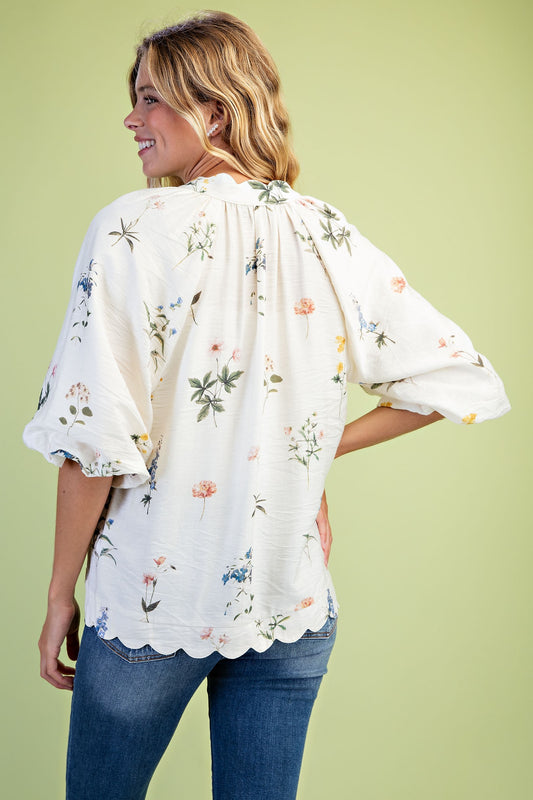 The Meadow Scalloped V-Neck Blouse-Cute-Trendy-Shop-Womens-Boutique-Clothing-Store