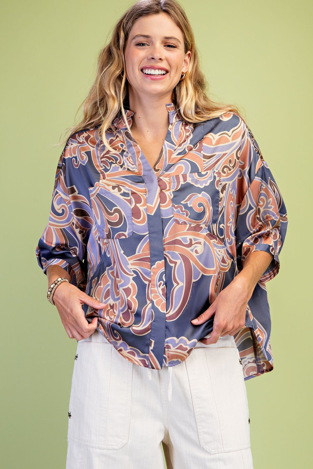 Bohemian Whirl Paisley Button-Down Blouse-Cute-Trendy-Shop-Womens-Boutique-Clothing-Store