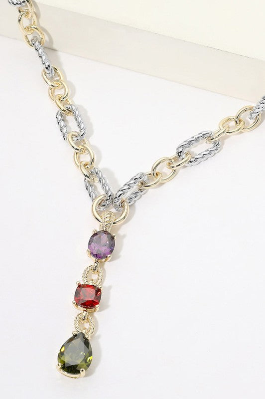 Multi-Shape CZ Mixed-Link Drop Necklace-Cute-Trendy-Shop-Womens-Boutique-Clothing-Store