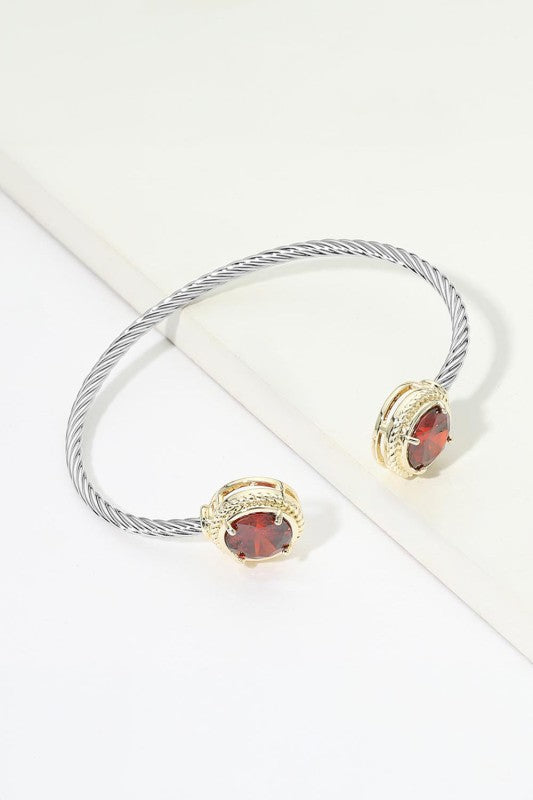 RivieraTwisted Wire Cushion-Bezel CZ Cuff Bracelet-Cute-Trendy-Shop-Womens-Boutique-Clothing-Store