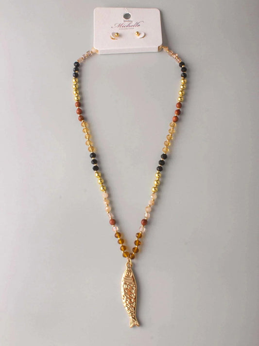 Dive Into Elegance Multi-Pearl Fish Necklace-Cute-Trendy-Shop-Womens-Boutique-Clothing-Store