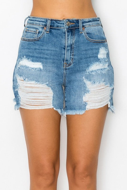 Sun & Fun Distressed Denim Shorts-[option4]-[option5]-Cute-Trendy-Shop-Womens-Boutique-Clothing-Store