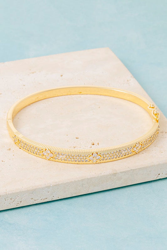 Lucky in Luxe Pave CZ Clover Bangle-Cute-Trendy-Shop-Womens-Boutique-Clothing-Store