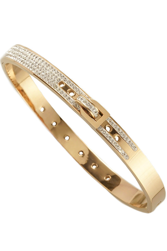 Buckle Up Gold Sparkling Bracelet-Cute-Trendy-Shop-Womens-Boutique-Clothing-Store
