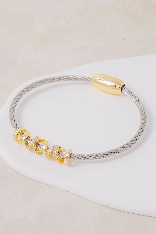 Lucky Streak Horseshoe Cable Bangle Bracelet-Cute-Trendy-Shop-Womens-Boutique-Clothing-Store