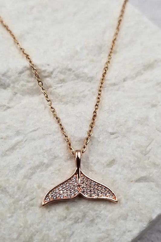Sparkling Coastal Mermaid Tail Necklace-Rose gold-Cute-Trendy-Shop-Womens-Boutique-Clothing-Store