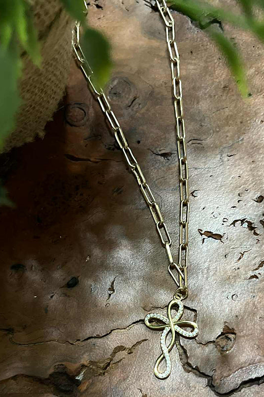 Pave Twisted Gold Cross-[option4]-[option5]-Cute-Trendy-Shop-Womens-Boutique-Clothing-Store