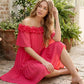 Perfect Evening Ruffled Off Shoulder Dress-Fuchsia-SMALL-[option4]-[option5]-Cute-Trendy-Shop-Womens-Boutique-Clothing-Store
