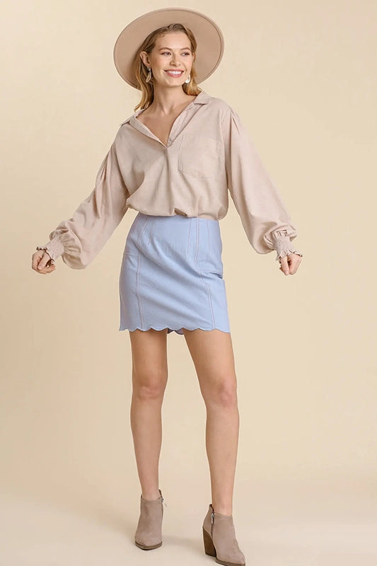 Slip Into The Sky Scallop Skirt-Cute-Trendy-Shop-Womens-Boutique-Clothing-Store