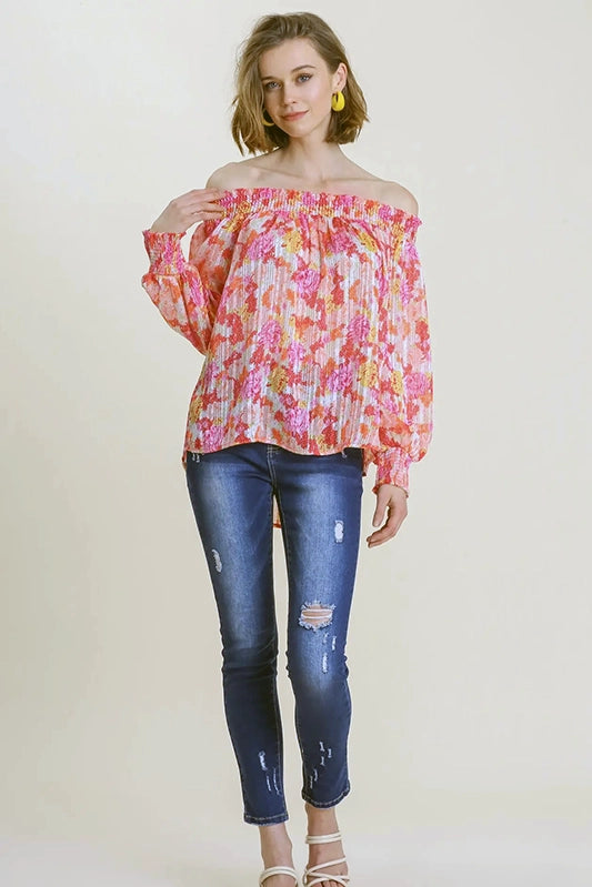 Let's Do Lunch Pink Off Shoulder Top-[option4]-[option5]-Cute-Trendy-Shop-Womens-Boutique-Clothing-Store