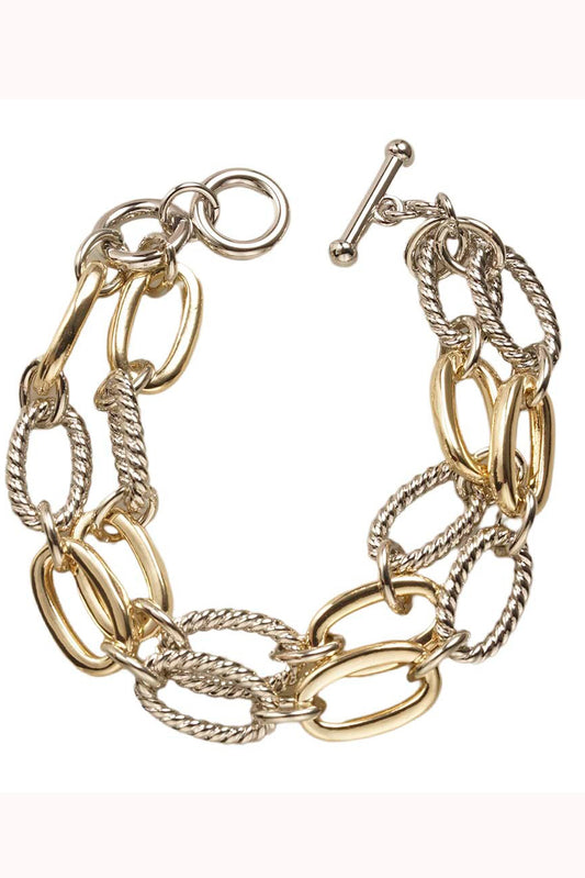 Chain Of Love Two Tone Bracelet-Cute-Trendy-Shop-Womens-Boutique-Clothing-Store