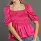 Vibrant & Fun Square Neck Elastic Top-[option4]-[option5]-Cute-Trendy-Shop-Womens-Boutique-Clothing-Store