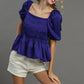 Vibrant & Fun Square Neck Elastic Top-Blue-SMALL-[option4]-[option5]-Cute-Trendy-Shop-Womens-Boutique-Clothing-Store