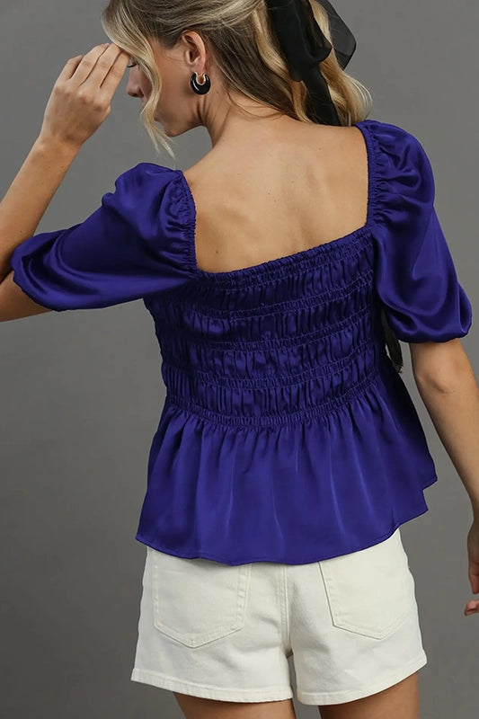 Vibrant & Fun Square Neck Elastic Top-[option4]-[option5]-Cute-Trendy-Shop-Womens-Boutique-Clothing-Store