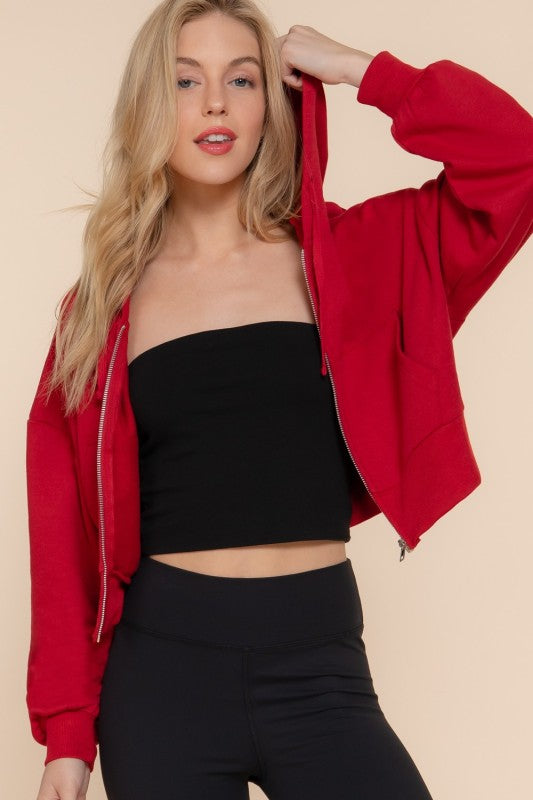 Because I Care Red Terry Hoodie Jacket-[option4]-[option5]-Cute-Trendy-Shop-Womens-Boutique-Clothing-Store