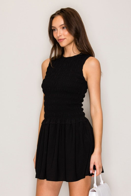 Sun Drenched Sleeveless Smocked Dress-Black-SMALL-[option4]-[option5]-Cute-Trendy-Shop-Womens-Boutique-Clothing-Store
