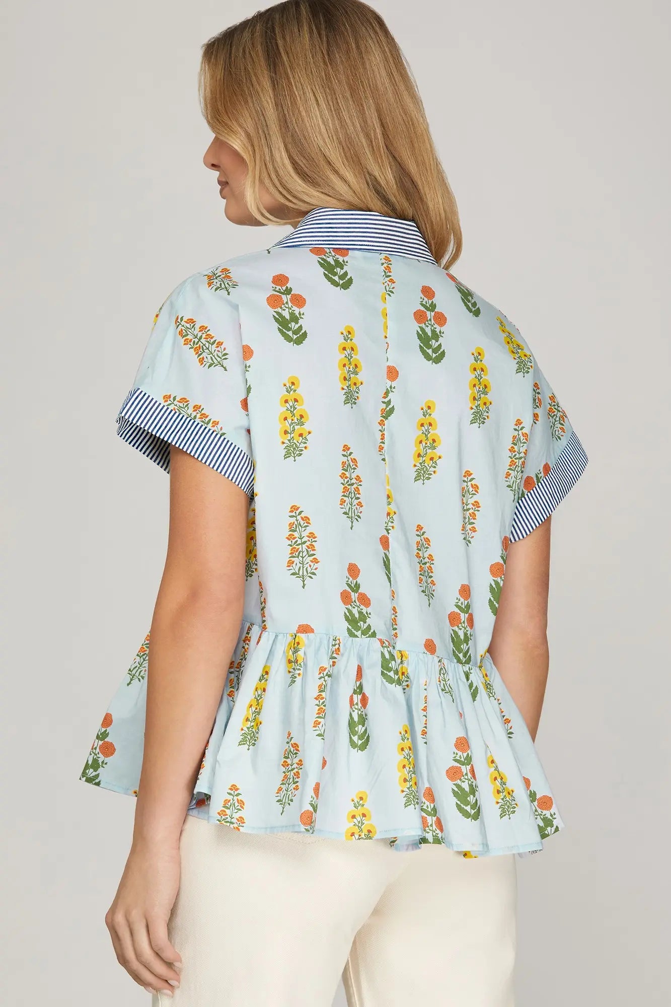 Beautiful Day Floral Button Up Top-Cute-Trendy-Shop-Womens-Boutique-Clothing-Store
