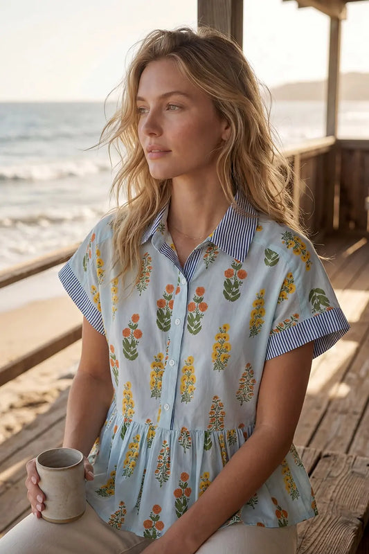 Beautiful Day Floral Button Up Top-Cute-Trendy-Shop-Womens-Boutique-Clothing-Store