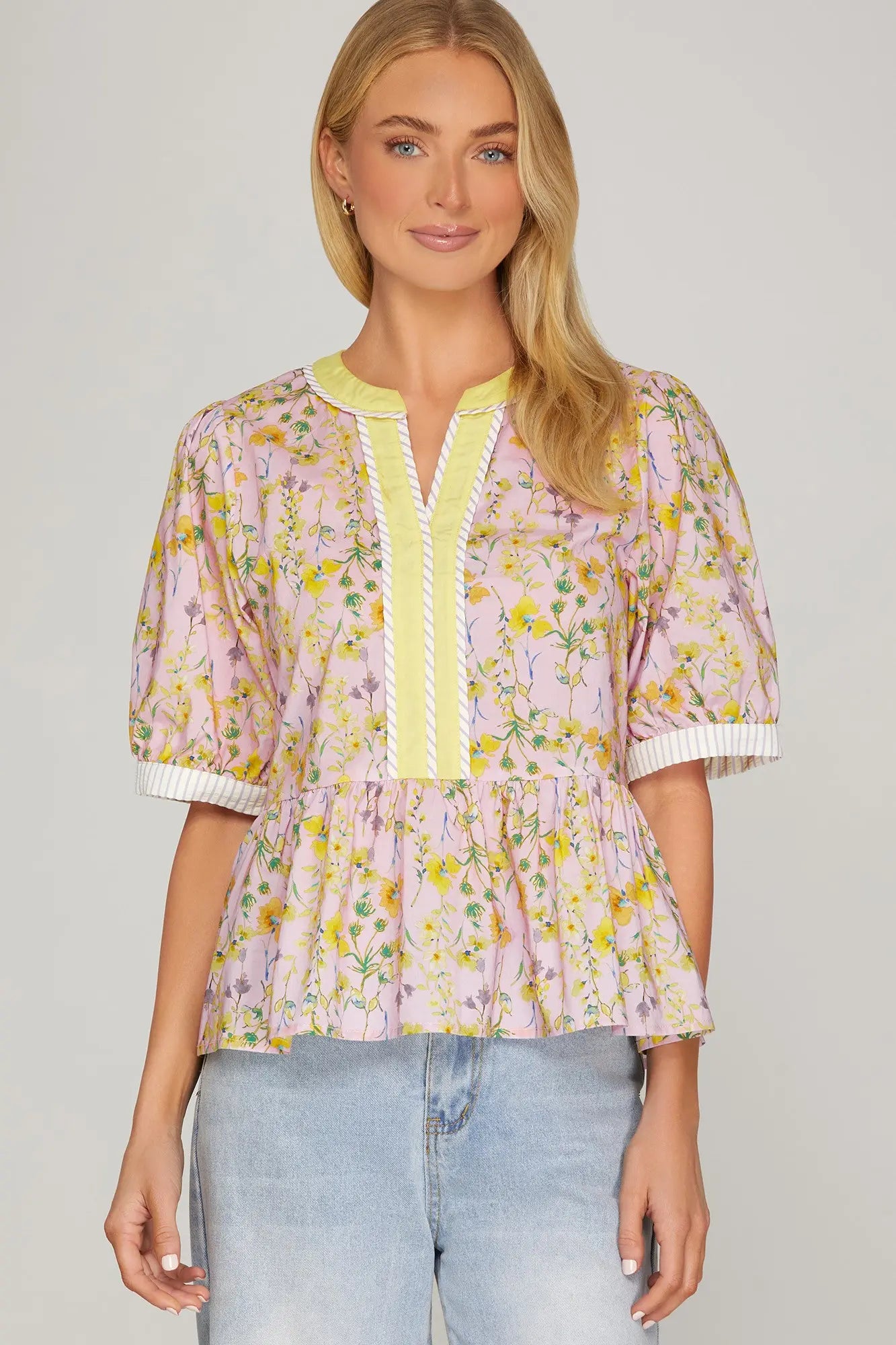 You Make Me Happy Floral Print Top-Pink-SMALL-Cute-Trendy-Shop-Womens-Boutique-Clothing-Store