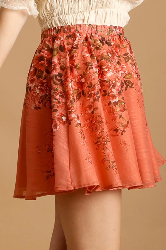 Dancin' in the Moonlight Floral Skirt-Burnt Orange-SMALL-[option4]-[option5]-Cute-Trendy-Shop-Womens-Boutique-Clothing-Store