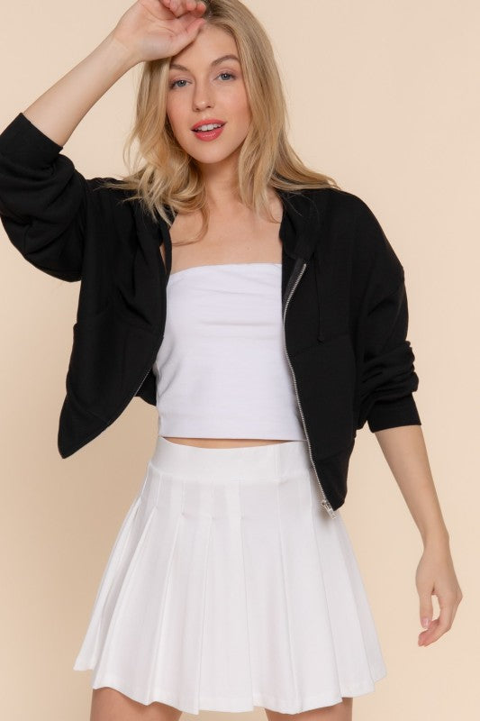 Because I Care Black Terry Hoodie Jacket-[option4]-[option5]-Cute-Trendy-Shop-Womens-Boutique-Clothing-Store