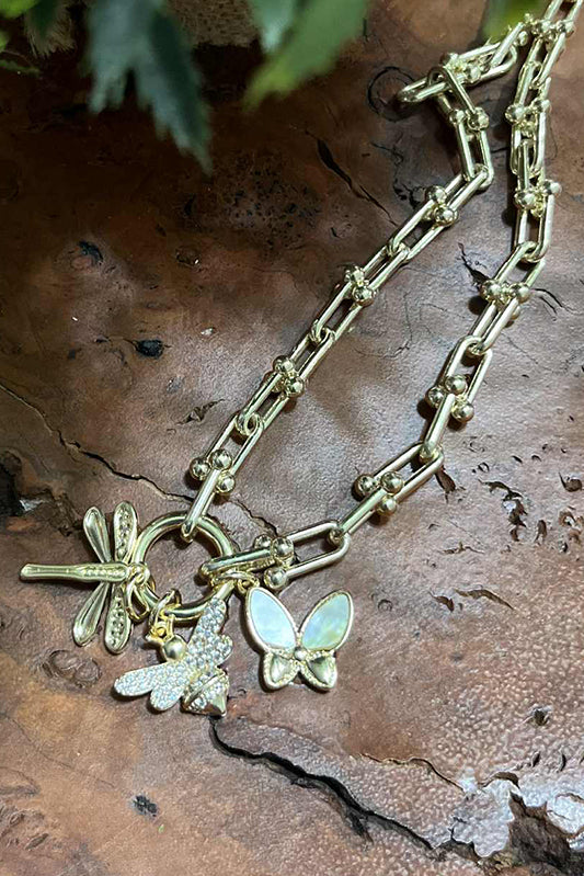 Dragonfly Charm Horsebit Necklace-[option4]-[option5]-Cute-Trendy-Shop-Womens-Boutique-Clothing-Store