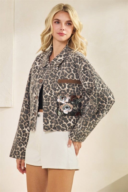 Changing The Script Leopard Sequin Jacket-Cute-Trendy-Shop-Womens-Boutique-Clothing-Store