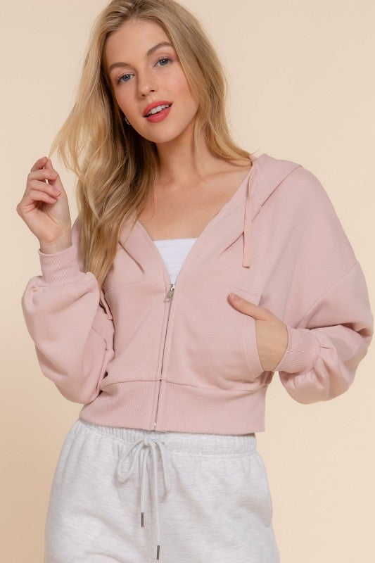 Because I Care Pink Terry Hoodie Jacket-[option4]-[option5]-Cute-Trendy-Shop-Womens-Boutique-Clothing-Store