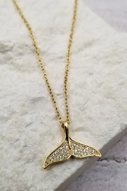 Sparkling Coastal Mermaid Tail Necklace-Gold-Cute-Trendy-Shop-Womens-Boutique-Clothing-Store