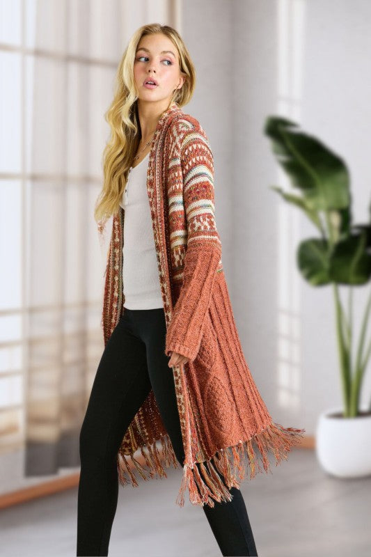 Walk To Dinner Rust Fringed Cardigan-[option4]-[option5]-Cute-Trendy-Shop-Womens-Boutique-Clothing-Store