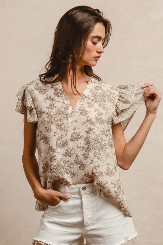 Weekend Ready Ruffle Sleeve Top-Cute-Trendy-Shop-Womens-Boutique-Clothing-Store