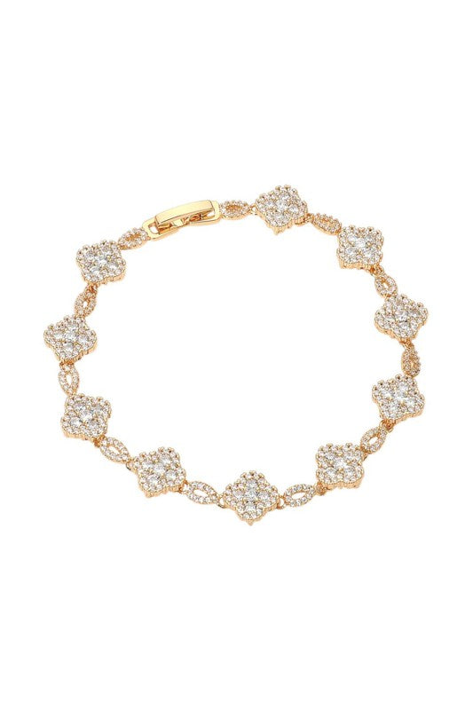 Time For Brunch Multicolor Quatrefoil Bracelet-Gold-[option4]-[option5]-Cute-Trendy-Shop-Womens-Boutique-Clothing-Store