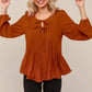 Walk In The Woods Pleated Rust Top-[option4]-[option5]-Cute-Trendy-Shop-Womens-Boutique-Clothing-Store