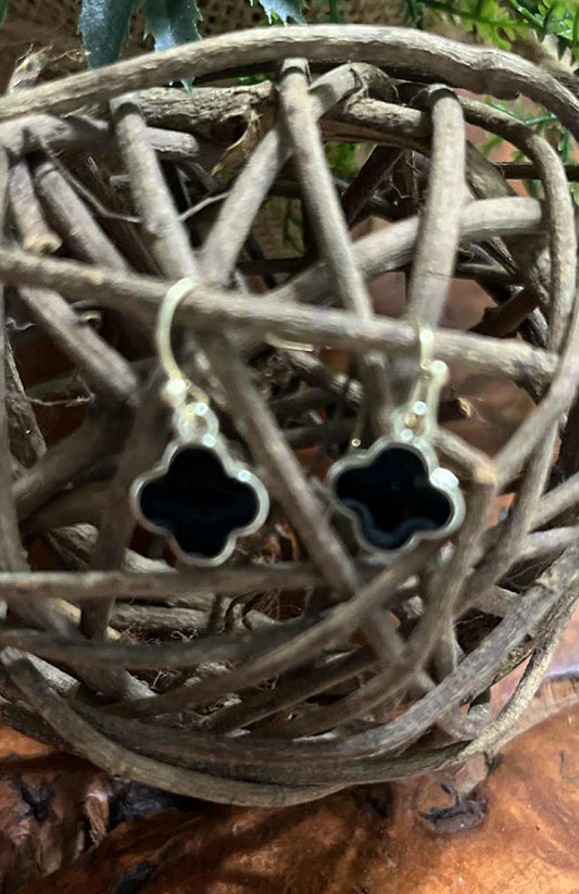 Anywhere I Go Black Dangle Clover Earrings-[option4]-[option5]-Cute-Trendy-Shop-Womens-Boutique-Clothing-Store