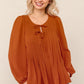 Walk In The Woods Pleated Rust Top-[option4]-[option5]-Cute-Trendy-Shop-Womens-Boutique-Clothing-Store