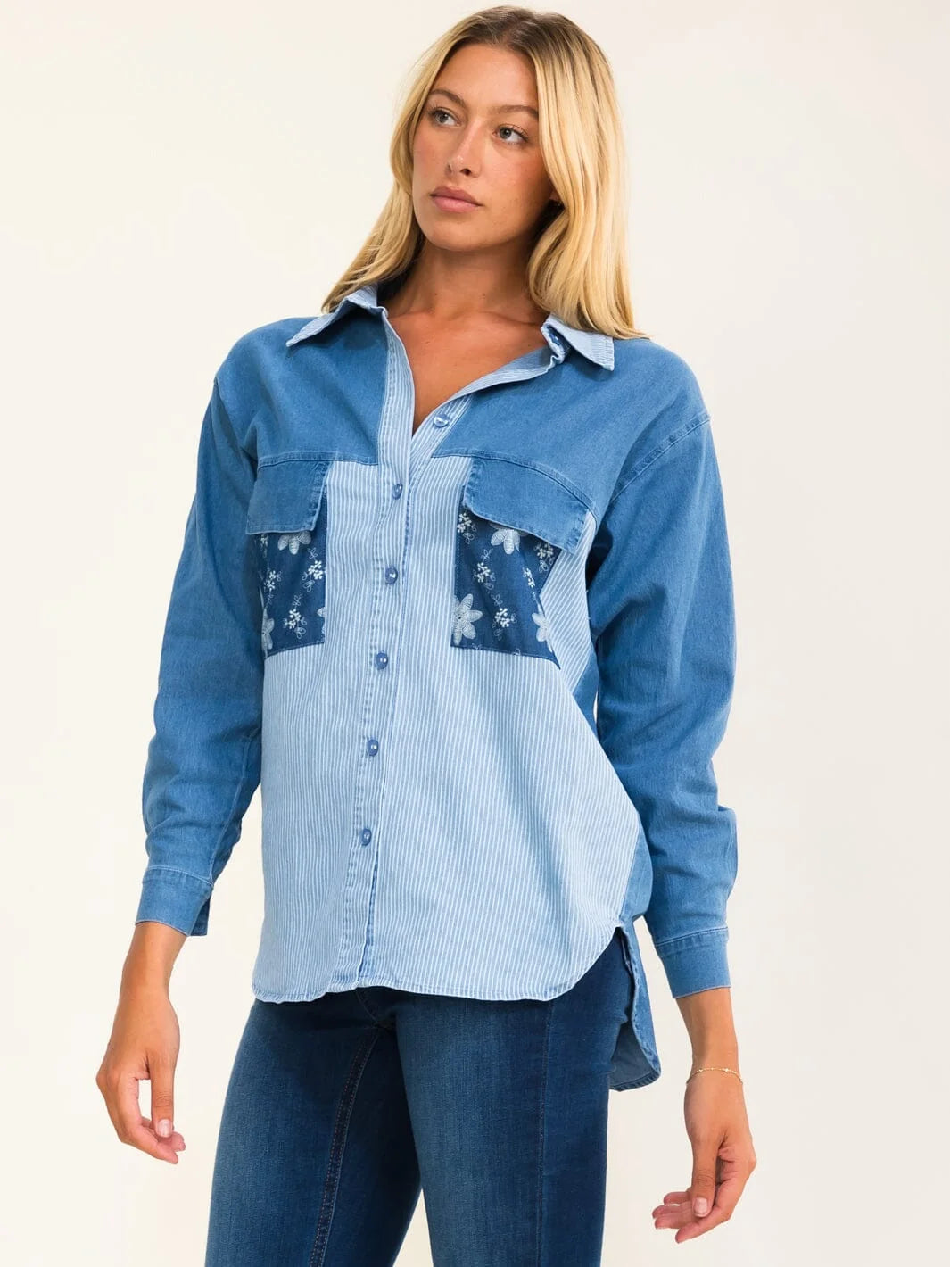 Retro Ranch Denim Button-Down-Cute-Trendy-Shop-Womens-Boutique-Clothing-Store
