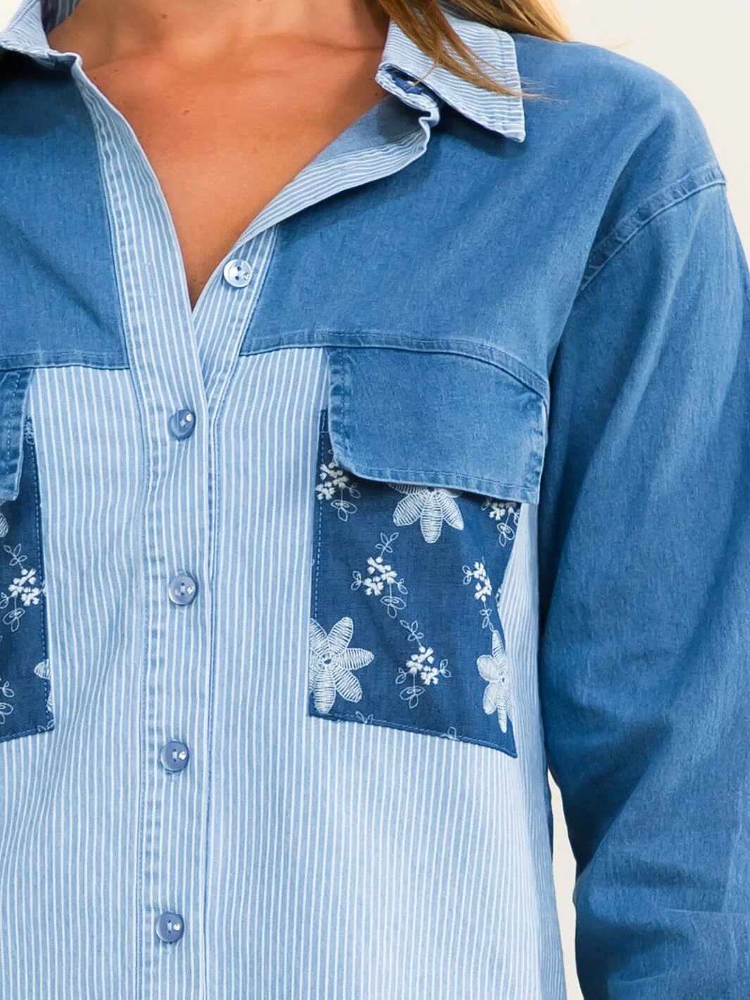 Retro Ranch Denim Button-Down-Cute-Trendy-Shop-Womens-Boutique-Clothing-Store