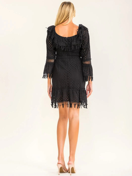 Downtown Drama Fringe Mini Dress-Cute-Trendy-Shop-Womens-Boutique-Clothing-Store